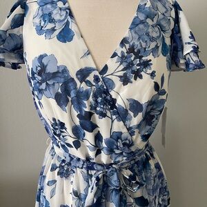Eliza J Blue and White Floral Dress